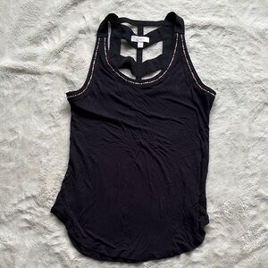 Candie’s Black Racerback Tank Top | Pink Stitch Detail | Casual Sleeveless XS